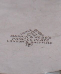 Mappin & Webb, silver plate mark, uppercase 'Y' date letter