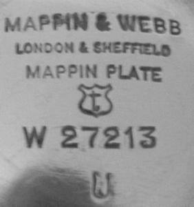 Mappin & Webb, silver plate mark, lowercase 't' date letter