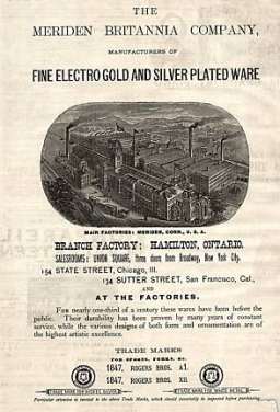 An ancient advertisement of Meriden Britannia Company