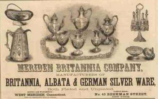 An ancient advertisement of Meriden Britannia Company