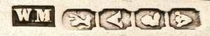 WM and English pseudo-hallmarks mark, William Moore , Cape Colony 1840 c.
