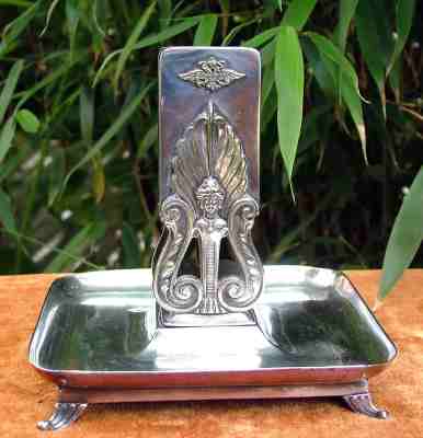 A high-quality silver-plated (Alpacca-Silber I) ash-tray with match holder, issued by
BMF Arthur Krupp between 1891 and 1918