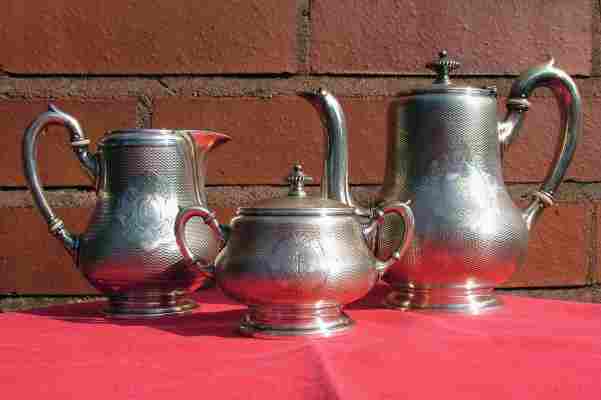 A high-quality silver-plated (Alpacca-Silber I) three-piece BMF coffee set