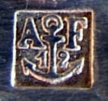 Marks for silver-plated ladles manufactured using mtal blanc (brass) as a base metal for silvering