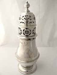 openwork silver caster, saw cutting technique, London 1709