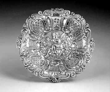 openwork silver pin dish tray, saw cutting technique, Birmingham 1896