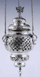 openwork silver thurible, saw cutting technique, Russia 1779