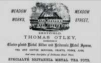 A 19th advertisement of  Thomas Otley  - Sheffield