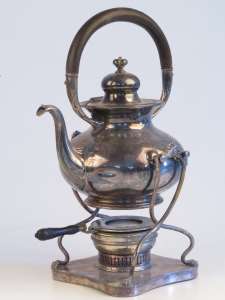 silverplate teapot on stand: Pairpoint Corporation, early 20th century
