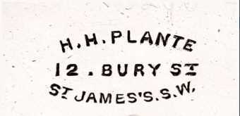 H.H. Plante, trademark c. 1915 H.H. Plante, trademark c. 1915
