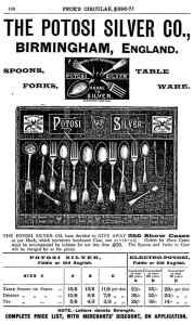 The Potosi Silver Co, Potosi plate advertisement