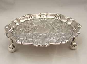 silver salver, London 1735