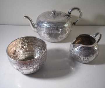 Silver teaset,Goldsmiths' Alliance, London 1880