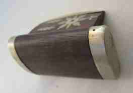 wood and white metal snuff box