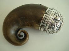 Scottish snuff mull with silver mounts