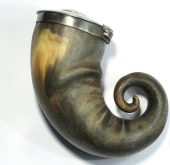 Scottish snuff mull with silver lid