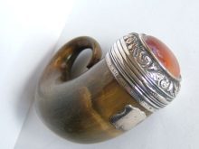 Scottish snuff mull with silver lid and Cairgorn