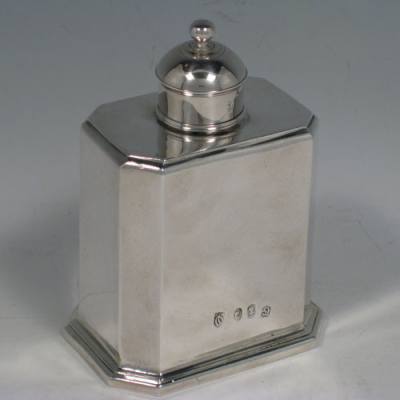 silver tea caddy Queen Anne