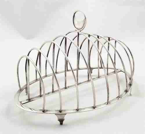 silver toast rack, London 1788