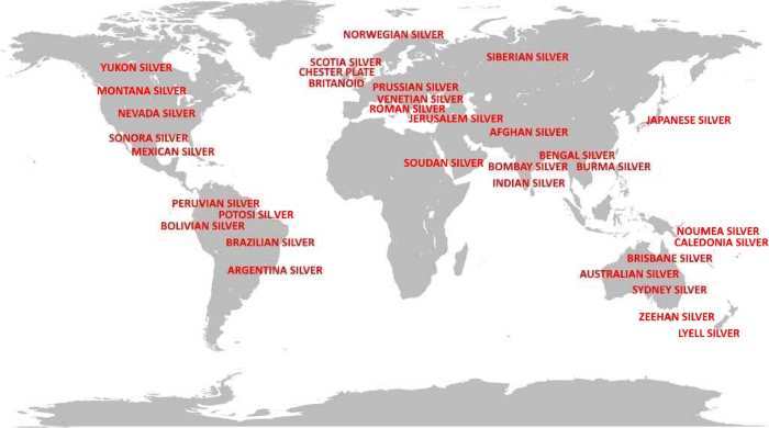 worldwide silverplate map