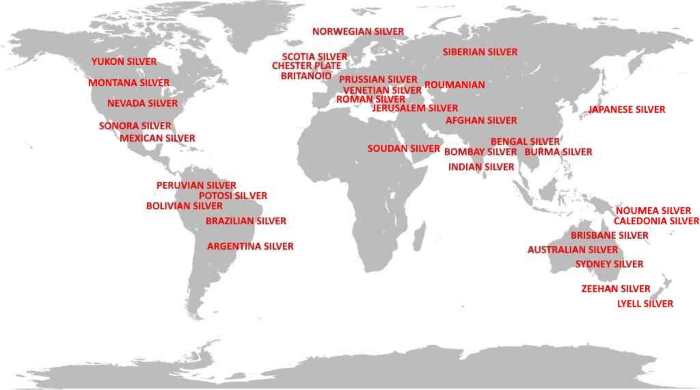 worldwide silverplate map