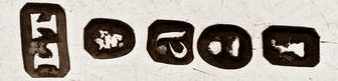 L.T and English pseudo-hallmarks mark, Lawrence Twentyman, Cape Colony 1830 c.
