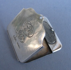 antique silver English matchbox holder