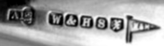 Walker & Hall silverplate mark Gothic lowercase 'x', flag type B, shield type 2