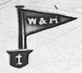 Walker & Hall silverplate mark Gothic lowercase 't', flag type B, shield type 3