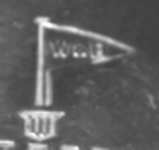 Walker & Hall silverplate mark Gothic lowercase 'w', flag type B, shield type 3