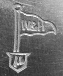 Walker & Hall silverplate mark 'mu', flag type A, shield type 3