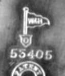 Walker & Hall silverplate mark 'omicron', flag type A, shield type 3