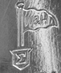 Walker & Hall silverplate mark 'sigma' (uppercase), flag type A, shield type 3