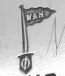 Walker & Hall silverplate mark 'phi', flag type A, shield type 3