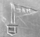 Walker & Hall silverplate mark 'possibly Hebrew letter Vet', flag type B, shield type 3