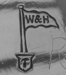 Walker & Hall silverplate mark 'tau', flag type A, shield type 3 (date c. 1903)