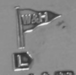 Walker & Hall silverplate mark uppercase 'L', flag type C, shield type 4