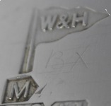 Walker & Hall silverplate mark uppercase 'M', flag type C, shield type 4