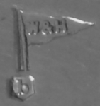 Walker & Hall silverplate mark lowercase 'b', flag type C, shield type 5