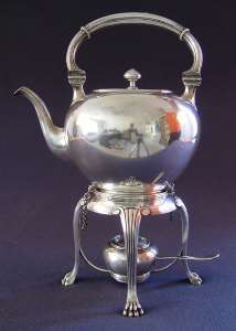 Silver teapot on stand: Wilkens & Sohne, early 20th century