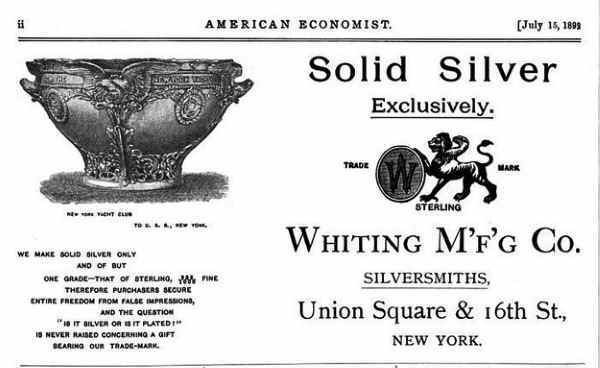 Whiting Mfg Co: 1892 advertisement