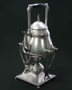 silverplate teapot with stand: WMF early 20th century