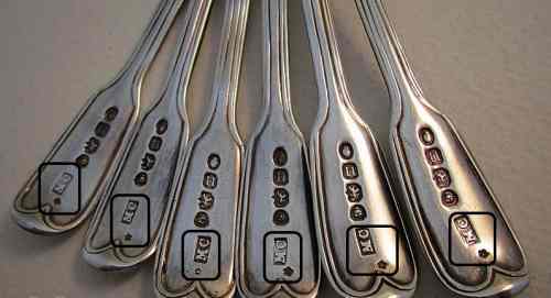 spoons hallmarked Mary Chawner with 'star' workman symbol
