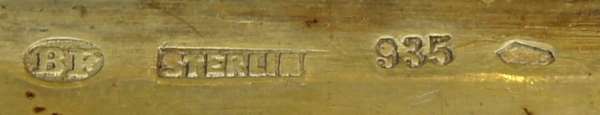 Austrian silver export hallmarks: 1925-2001: 935/1000, maker Frank Bruder, Wien