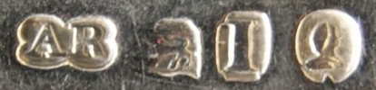 AR in a  rectangle and pseudo English hallmarks, Ross Adam, Halifax, Nova Scotia, Canada