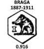 Portugal silver hallmark 1887/1911: Braga approximate .916 fineness
