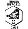 Portugal silver hallmark 1887/1911: Braga approximate small items .916 fineness