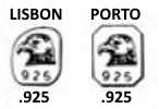 Portugal silver hallmark 1985/2015: .925 fineness small works