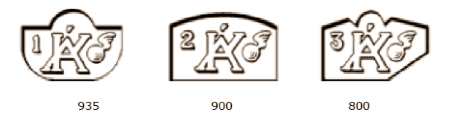 Hungary silver hallmarks: import marks 1937 - 1966