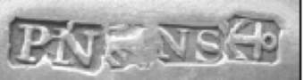 PN and English pseudo-hallmarks mark, Peter Nordbeck, Halifax - Nova Scotia 1789-1861